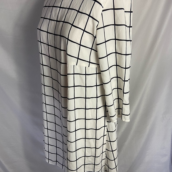 "COLLECTIVE CONCEPTS" WHITE/BLACK PLAID CAREER CASUAL MIDI DRESS 👗 - Picture 3 of 7